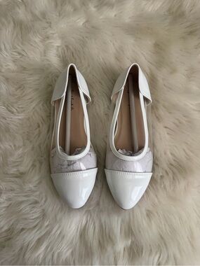 Girls White Patent Pointed-Toe Dress Flats